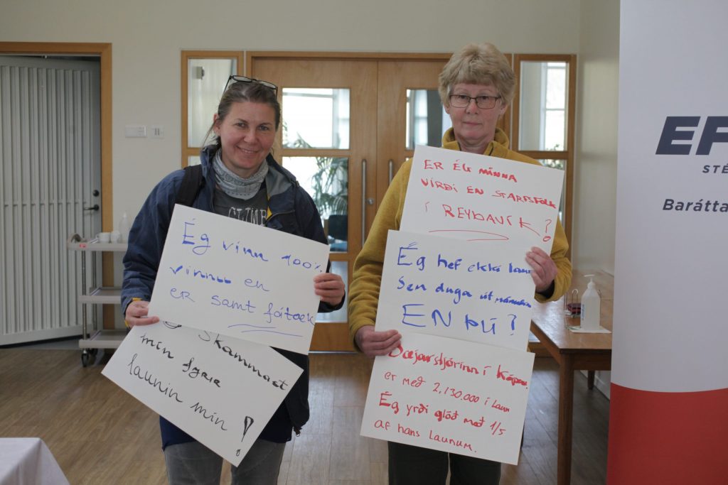 Samstöðufundur Eflingarfélaga sem hófu verkfall á hádegi í dag